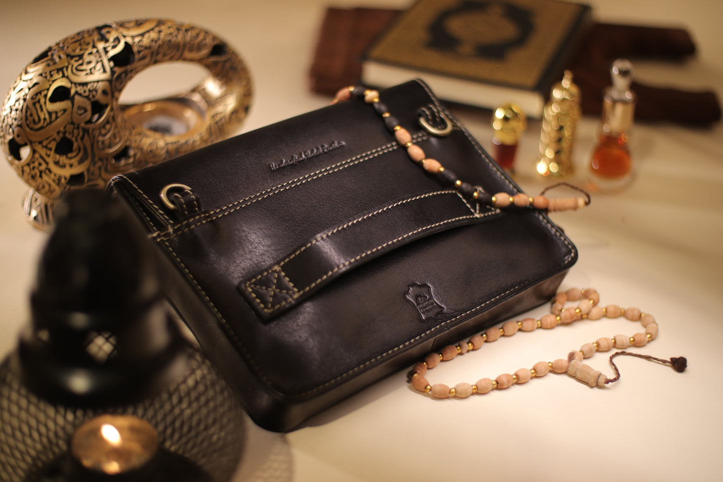'HIMAYAH' (حماية) - Kiswa Black Leather Quran Sleeve