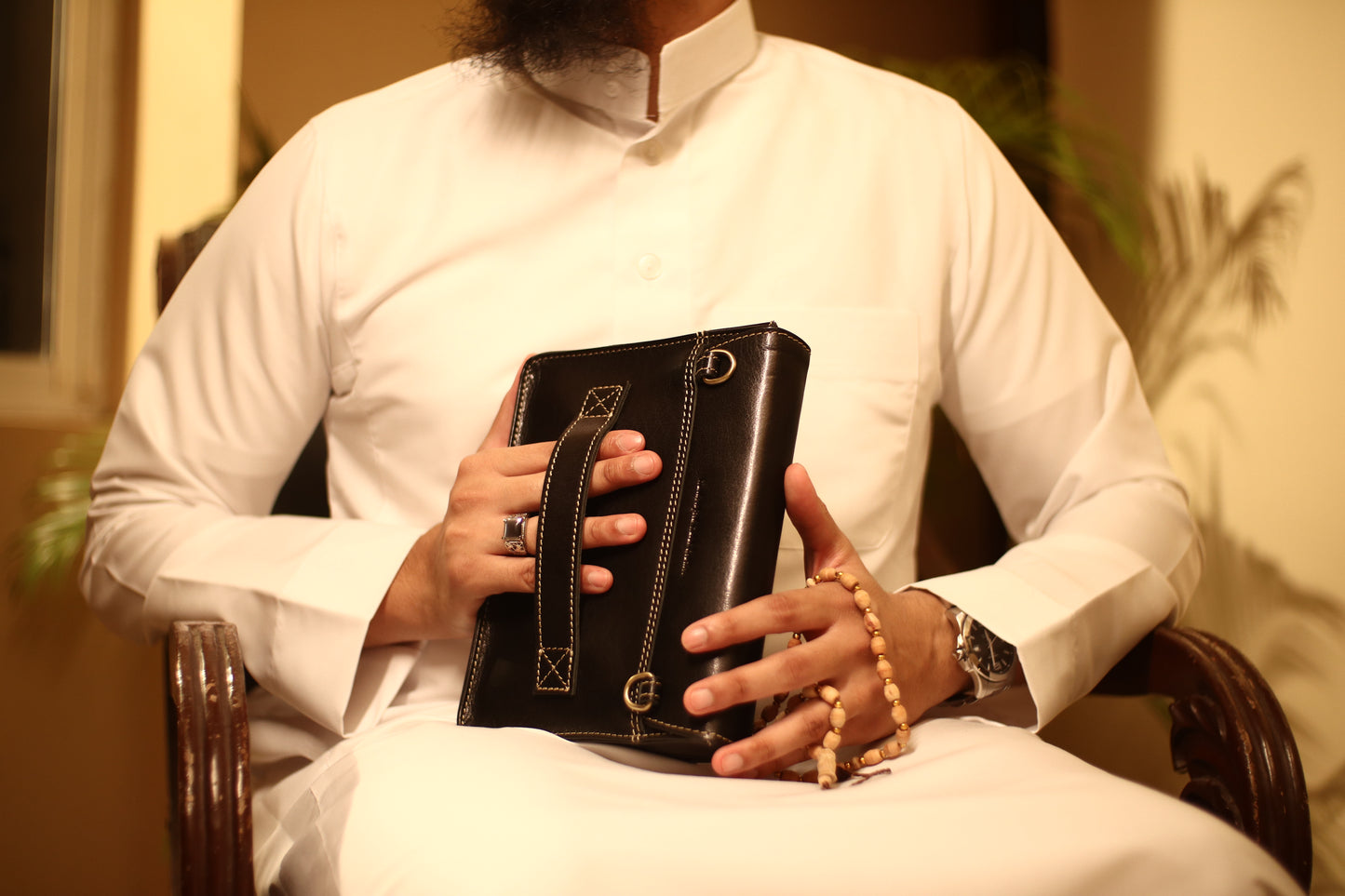 'HIMAYAH' (حماية) - Kiswa Black Leather Quran Sleeve