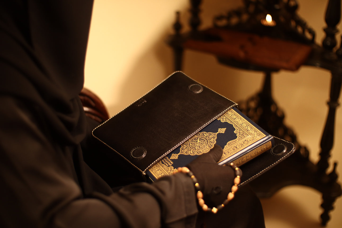 'HIMAYAH' (حماية) - Kiswa Black Leather Quran Sleeve